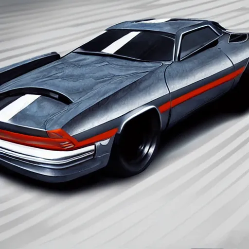 Image similar to photorealistic picture from car garage, city car, need for speed most wanted art style