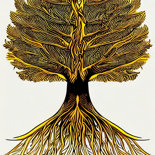 Image similar to abstract drawing of the holy golden tree of life, cinematic, ultra detailed