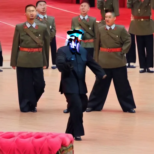 Prompt: king jong un dancing while crying