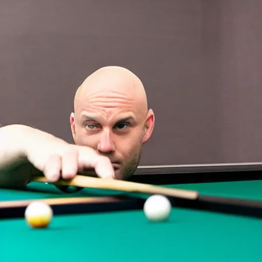 Image similar to bald guy playing pool