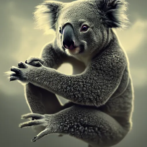 Image similar to ninja koala, award winning creature portrait photography, extremely detailed, artstation, 8 k, sensual lighting, incredible art, wlop, artgerm