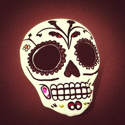 Image similar to “sugar skull in chocolate, studio lighting, 3D”