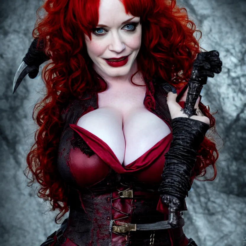 Prompt: full body photograph of christina hendricks as a vampire warrior, extremely detailed. dslr. 8 5 mm.
