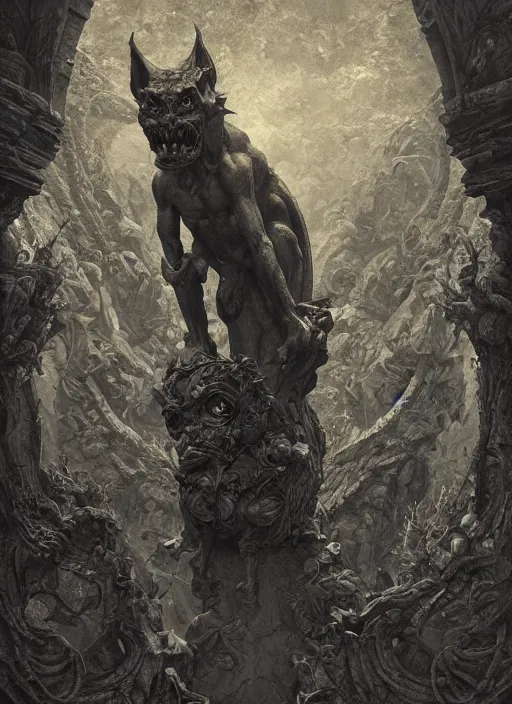 Image similar to Gargoyle, octane render, digital art, hyperdetailed, ornate, artstation trending, world renowned artists, worth1000.com, cgsociety, by greg rutkowski, by Gustave Doré, by Marco Turini, by Artgerm, Deviantart