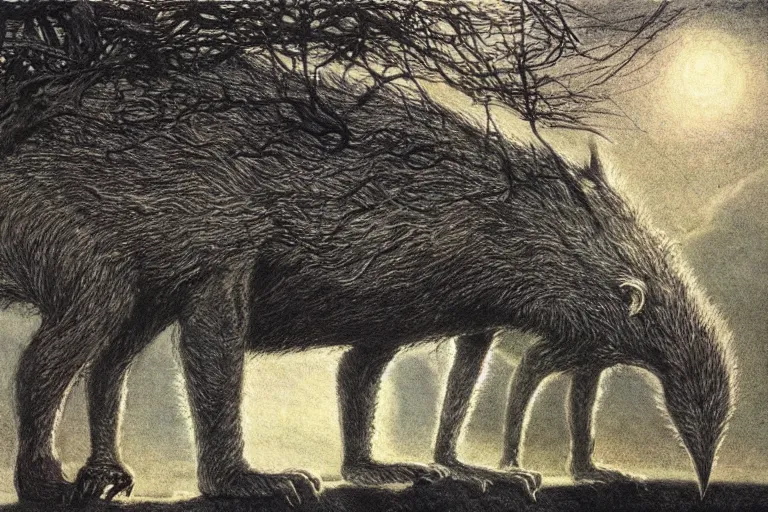 Image similar to where the wild things are, early morning, Alan Lee, realistic landscape