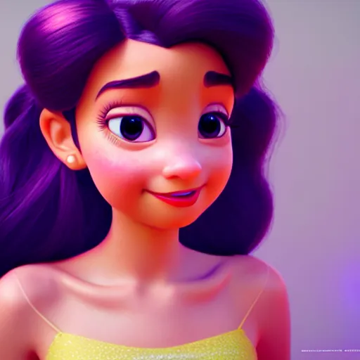 Prompt: portrait of a disney princess, pixar style , beautiful , cute , 3d render , octane render , 4k , HD