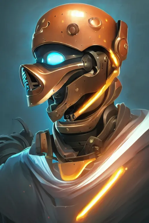 Image similar to epic mask helmet robot ninja portrait stylized as fornite style game design fanart by concept artist gervasio canda, behance hd by jesper ejsing, by rhads, makoto shinkai and lois van baarle, ilya kuvshinov, rossdraws global illumination radiating a glowing aura global illumination ray tracing hdr render in unreal engine 5