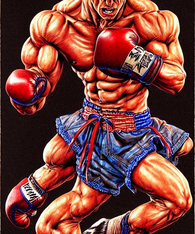Image similar to extreme long shot. 8 bit nes graphics. antropomorphic muscular masculine wolf. kickboxer fighter, in shorts. wolf head. fine details, very sharp, art from nes game cartridge, marc simonetti and hermann nitsch