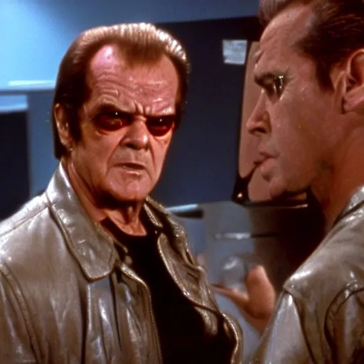 Prompt: Jack Nicholson plays Terminator 2, scene from the film