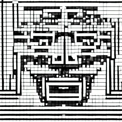 Image similar to a terrifying ancient monster made of static emerges from the gloom in ascii art style