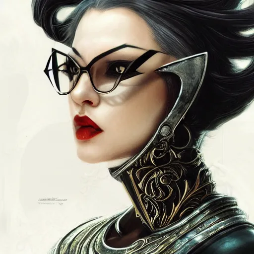 Image similar to a portrait a young asia argento as bayonetta, urban motifs, intricate, elegant, highly detailed, digital painting, trending on artstation, concept art, smooth sharp focus, illustration, art by artgerm and greg rutkowski