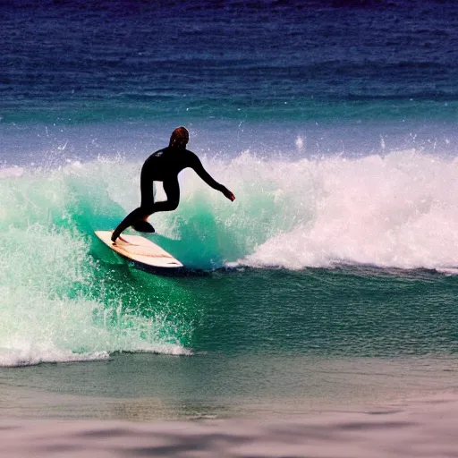 Prompt: surfer surfing a wave of space