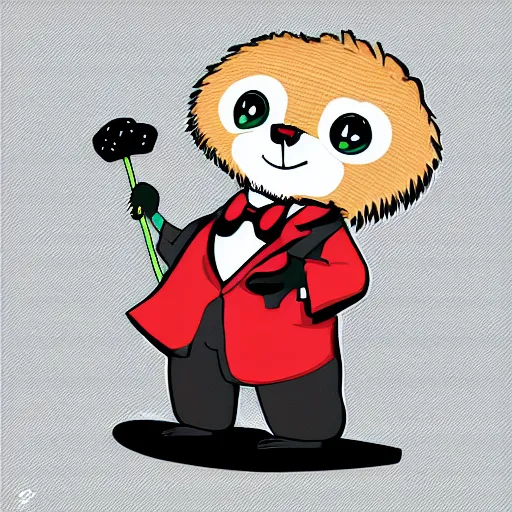 Prompt: a cute marmot in a tuxedo, digital art, comic book style