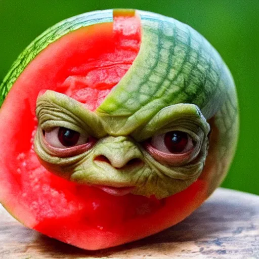 Prompt: gollum - faced watermelon