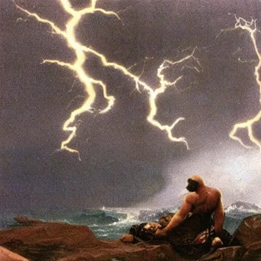 Image similar to zeus throwing lightning bolts