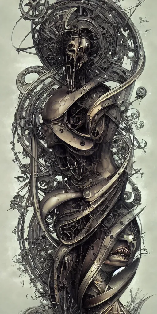 Prompt: biomechanical typography by hr giger and peter mohrbacher