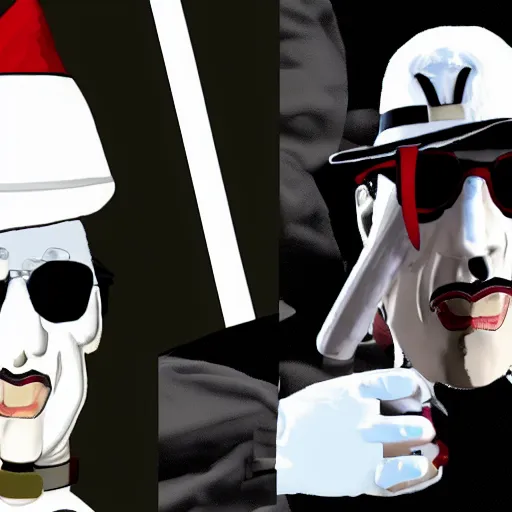 Prompt: cardinal copia from the band ghost as character in GTA V