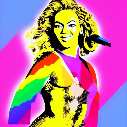 Image similar to rainbow beyonce. pop art