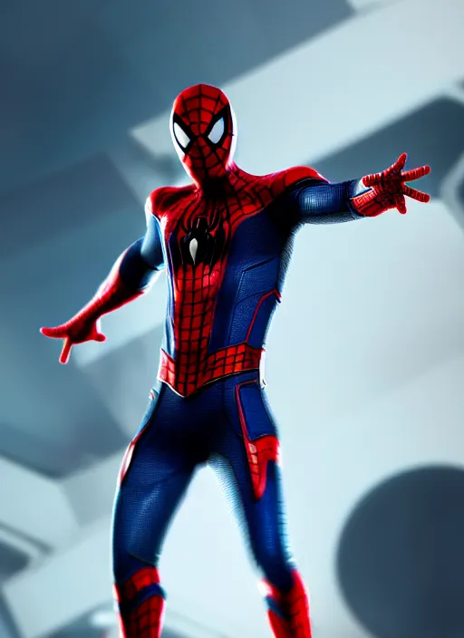 Image similar to chris hemsworth as futuristic spiderman, highly detailed, 4 k, hdr, award - winning, artstation, octane render