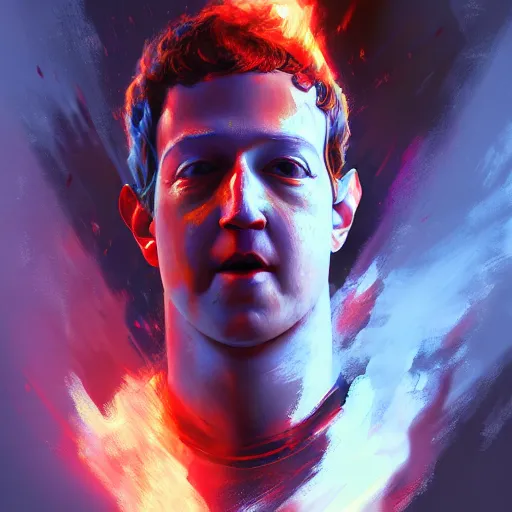 Prompt: mark zuckerberg, the fire demon, trending on artstation