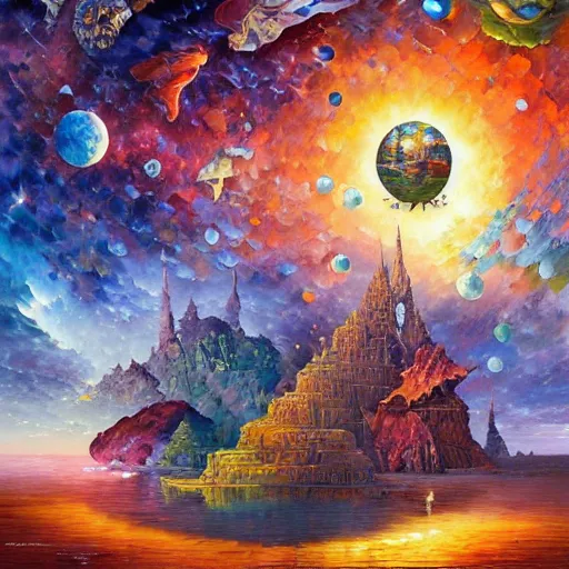 Image similar to art by android jones, james christensen, rob gonsalves, paul lehr, leonid afremov and tim white