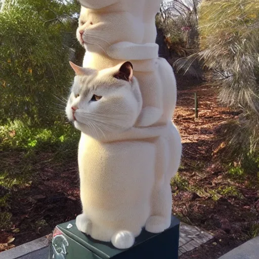 Prompt: totempole made out of out cats