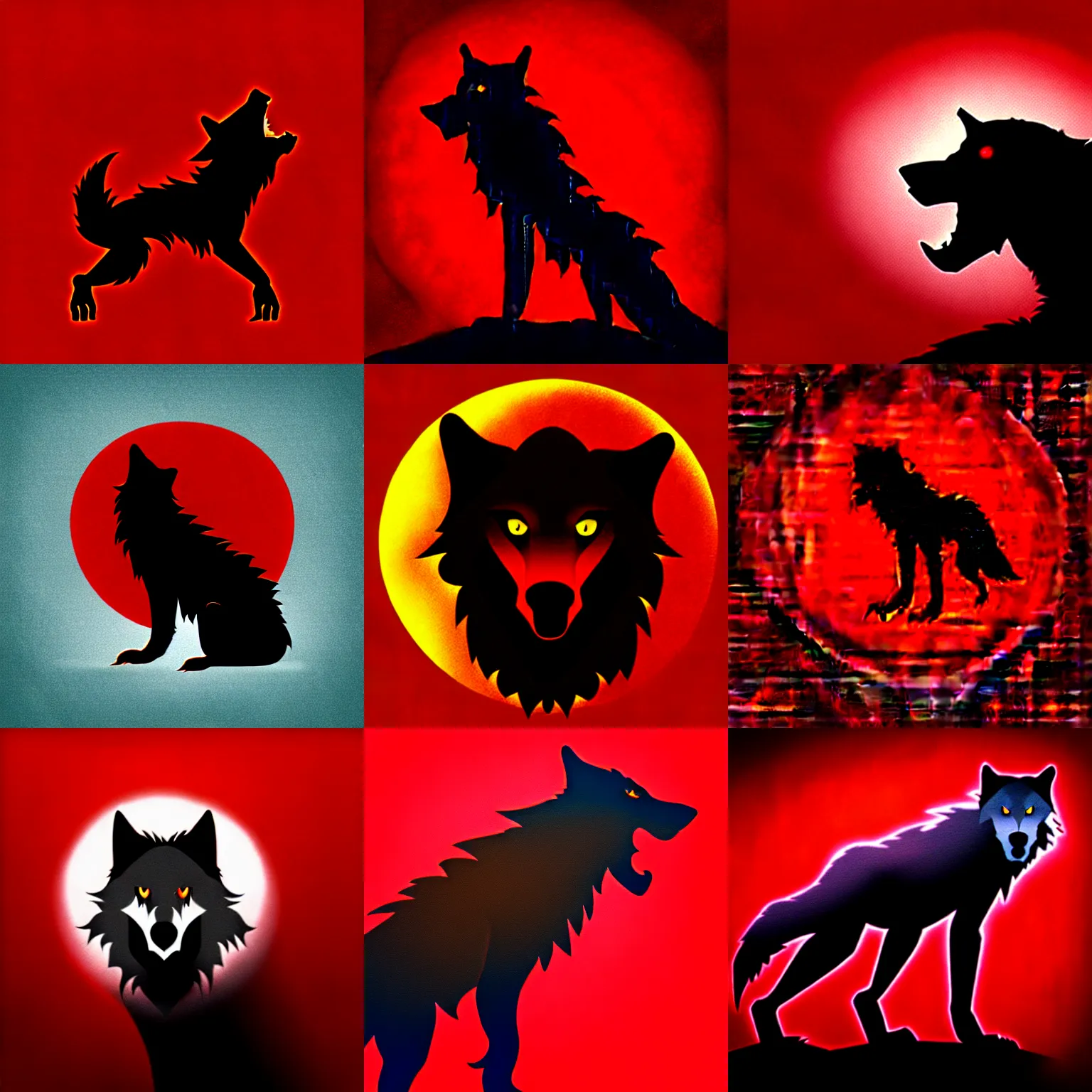 Prompt: werewolf red background