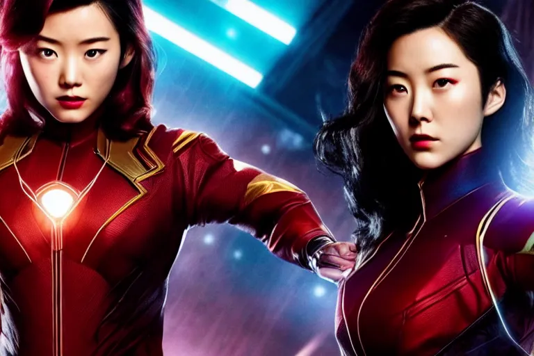 Image similar to live action film still of asami in the new marvel movie, cinematic lighting