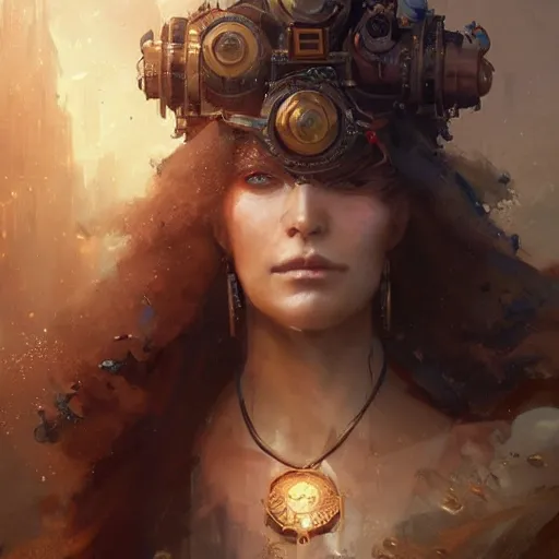 Image similar to a beautiful portrait of a steampunk goddess by greg rutkowski and raymond swanland, trending on artstation, ultra realistic digital art