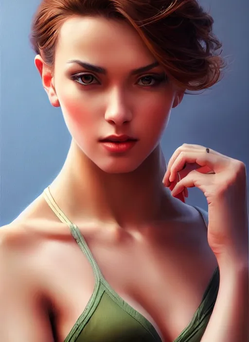 Image similar to full length photo of a gorgeous young woman in the style of stefan kostic, realistic, sharp focus, 8k high definition, insanely detailed, intricate, elegant, art by stanley lau and artgerm