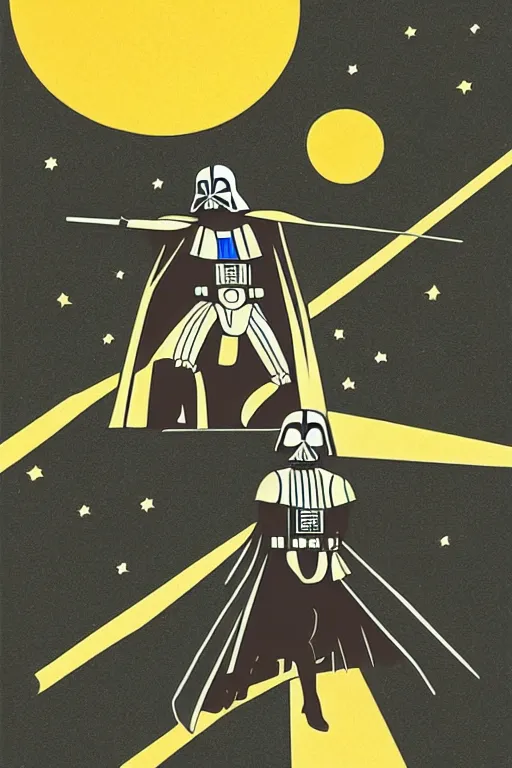 Image similar to an illustration of darth vader killing children in the style of goodnight moon by margaret wise brown