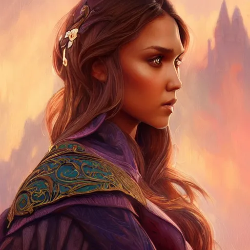 Prompt: beautiful young jessica alba like disney princess, closeup, d & d, fantasy, intricate, elegant, highly detailed, digital painting, artstation, concept art, matte, sharp focus, illustration, art by artgerm and greg rutkowski and alphonse mucha