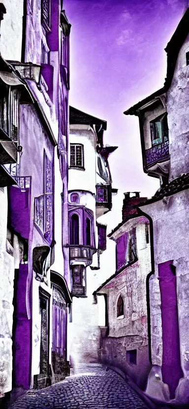 Prompt: “ white and purple medieval city, award winning, digital art ”