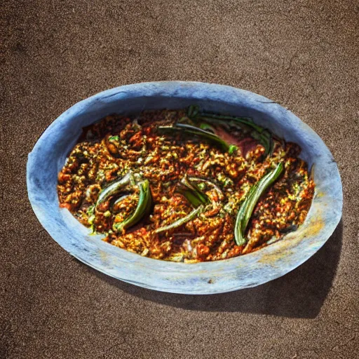 Image similar to oval-shaped woks on a beach, photorealistic, 8k