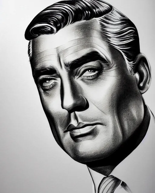 Image similar to hyper realistic full figure pencil drawing of cary grant from north by northwest, monochrome, water color, detailed, rim light, diffused, intricate, by anna dittmann