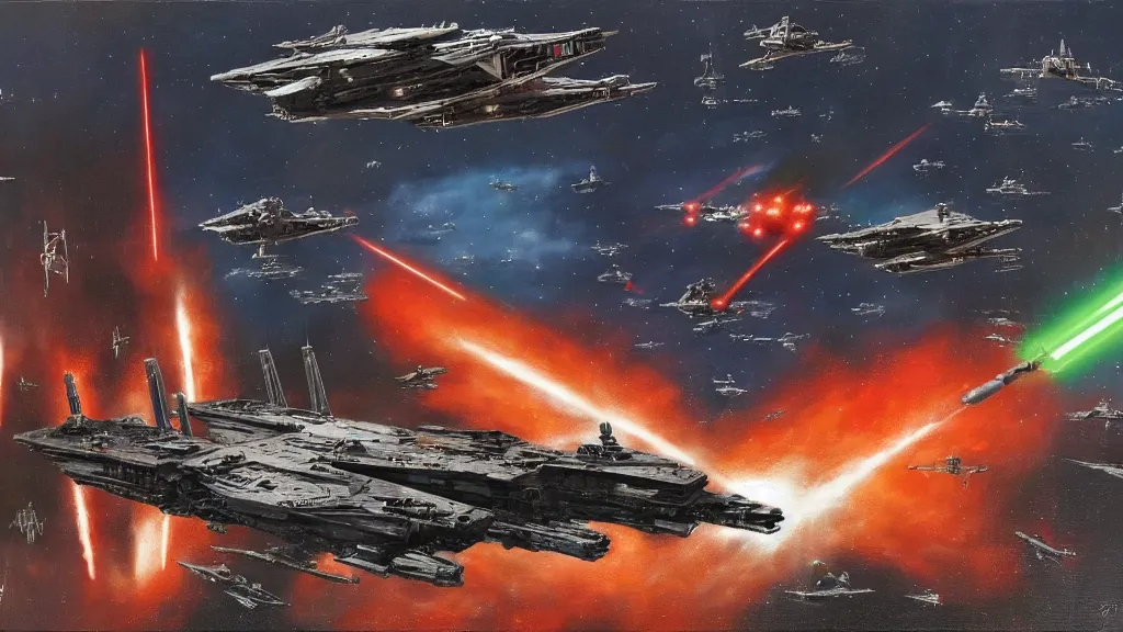 star wars space battle in outer space : swarm of small