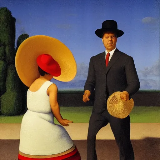 Image similar to a Mexican Hat Dance by Raphael, Hopper, and Rene Magritte. detailed, romantic, enchanting, trending on artstation.