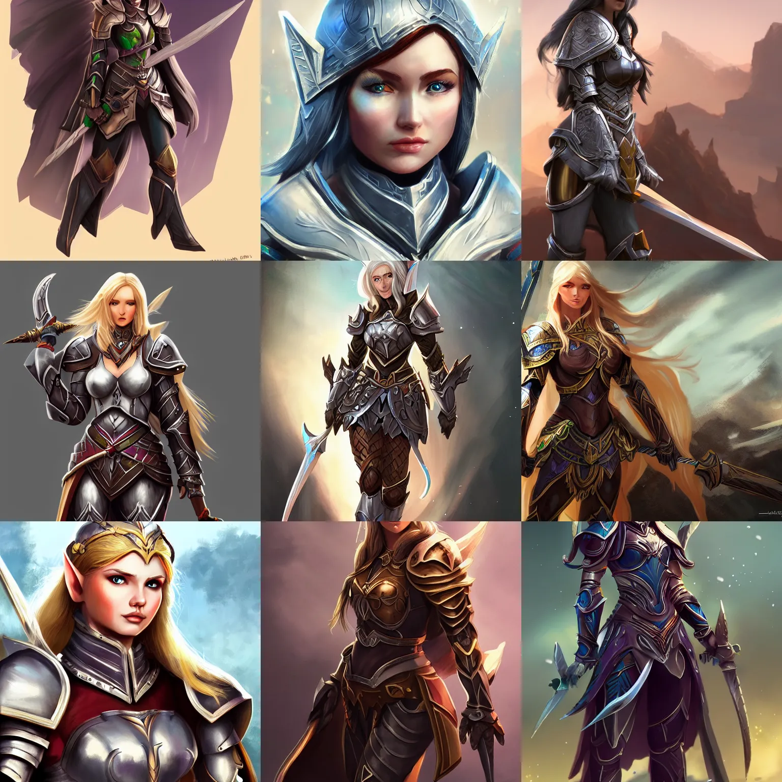 Prompt: elf, female, beautiful, paladin, in armor, D&D, 4K, artstation