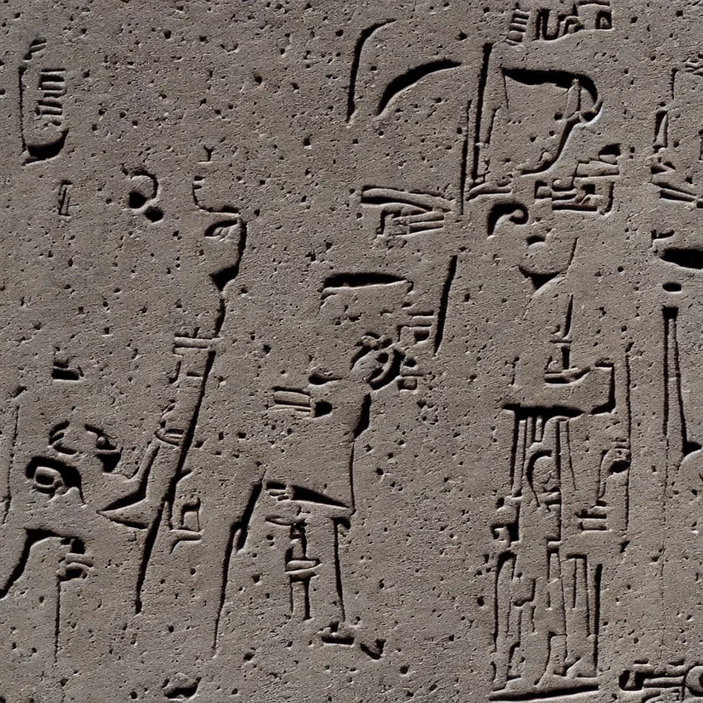 Prompt: egyptian emojis from 6 5 4 bc carved on slab of stone