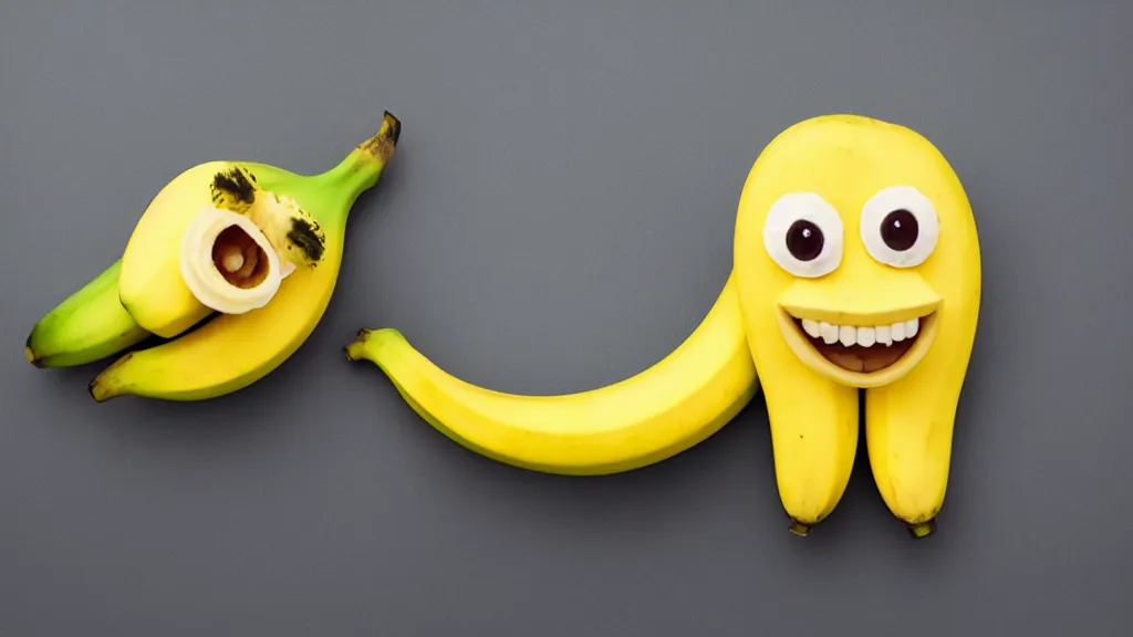 Prompt: a very happy banana with face, vivid
