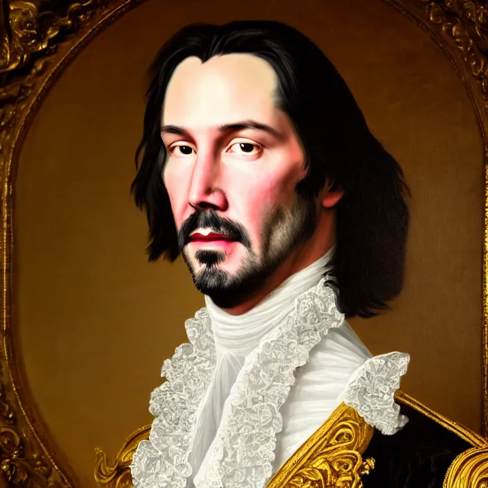 Prompt: an 18th Century royal portrait of Keanu Reeves, portrait, 8k