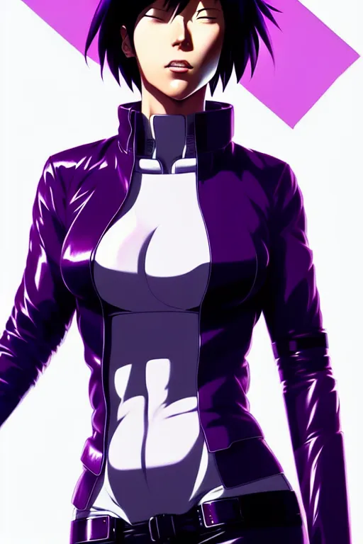 Image similar to a fullbody portrait of motoko kusanagi the major ghost in the shell : : stand alone complex, under repairs, maintenance : : by ilya kuvshinov, rossdraws, artgerm, sola digital arts, anti aliasing, raytracing : :