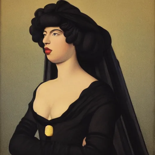 Prompt: French-Black-Royalty by Raphael, Hopper, and Rene Magritte. detailed, romantic, enchanting, trending on artstation.