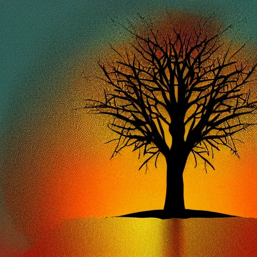 Prompt: beautiful pattern of tree on a warm sunset, a simple textured vector based illustration, critical detail, vivid colors, atmospheric dreamscape painting, wlop