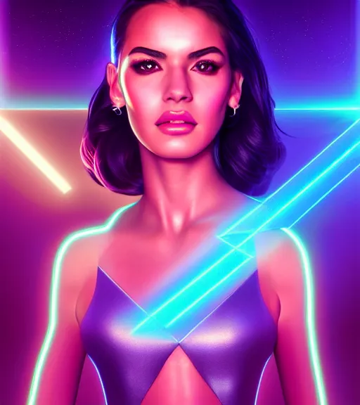 Prompt: symmetry!! latina princess of technology, solid cube of light, hard edges, product render retro - futuristic poster scifi, lasers and neon circuits, beautiful woman latina princess, intricate, elegant, highly detailed, digital painting, artstation, concept art, smooth, sharp focus, illustration, dreamlike, art by artgerm