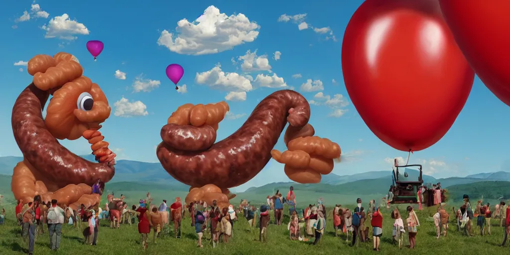 Image similar to Sausage parade balloon by Igor Morski, artstation, 8k, photorealism