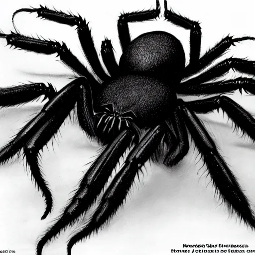 Prompt: a creature from a major horror hollywood movie, giant black widow spider, a picture taken by Michael Komarck and giger