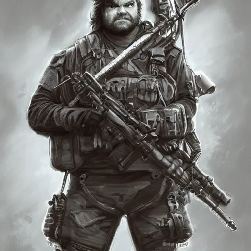 Image similar to Jack Black as a navy SEAL, high resolution fantasy concept art, intricate details, soft lighting