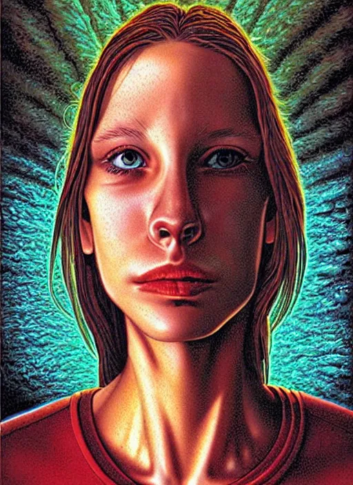 Image similar to a portrait of a pretty sewer punk young lady by barclay shaw