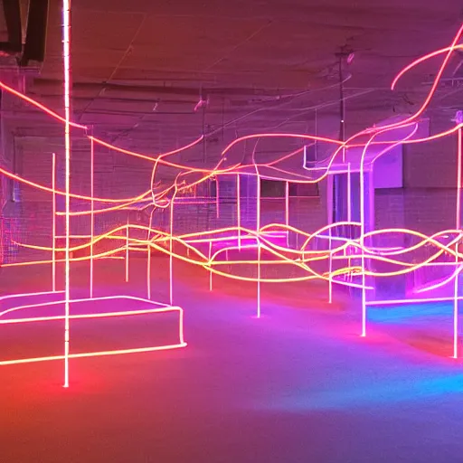 Image similar to network made out of glowing neon lines